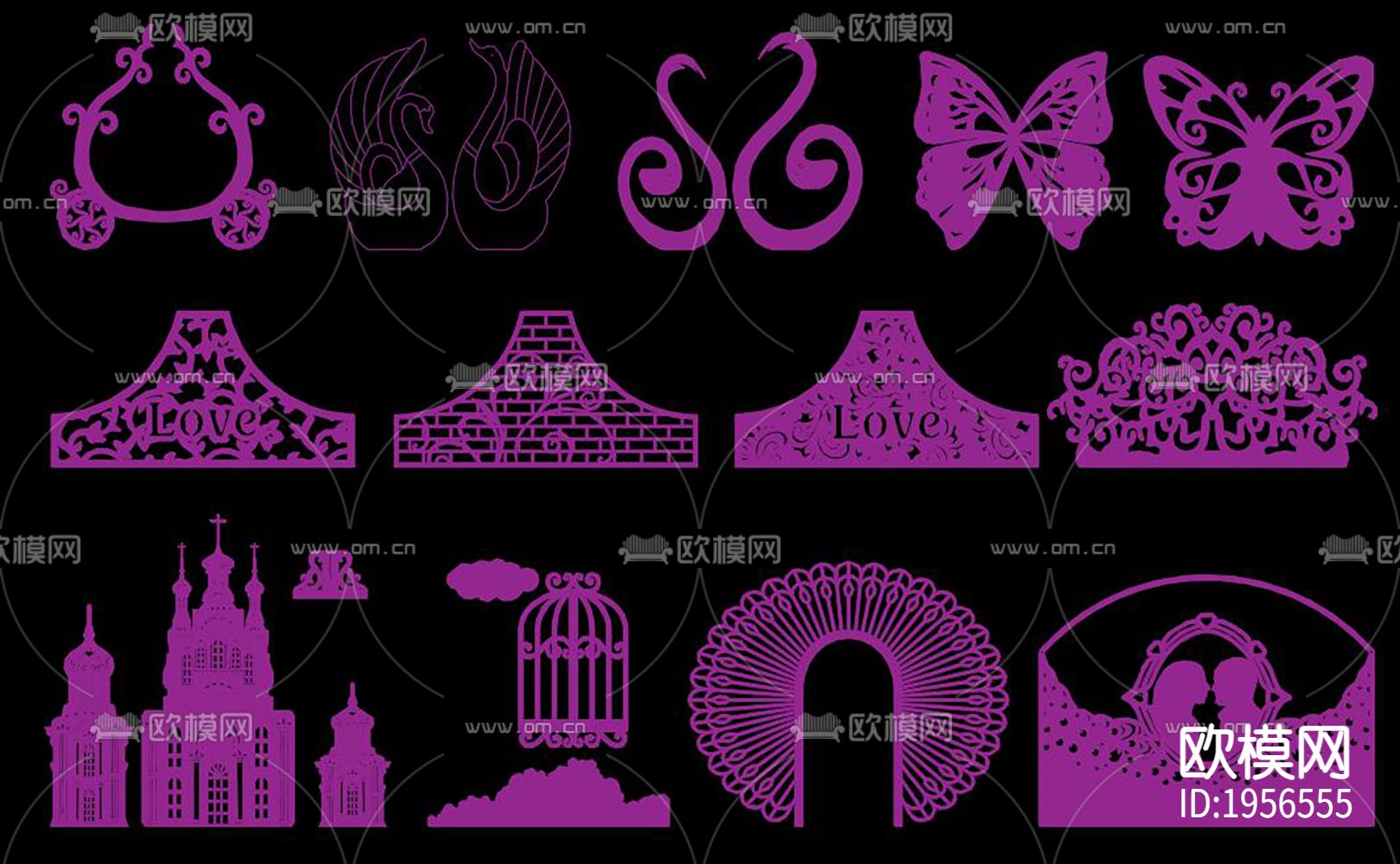 婚礼背板CAD图库下载（渲染图7）