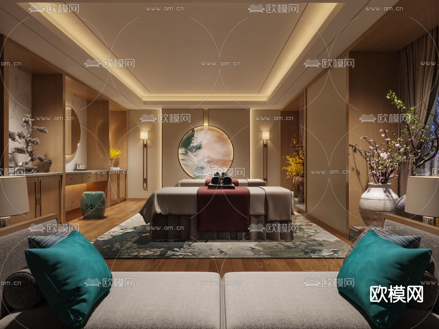 新中式SPA美容护理房3d模型
