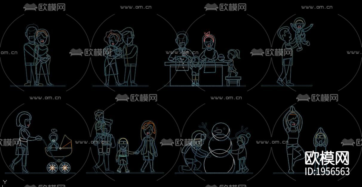 多种职业人物CAD图库下载（渲染图9）