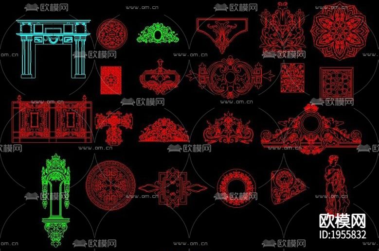 镂空雕花cad图库下载