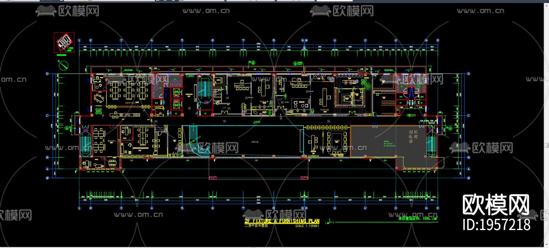 陶瓷办公楼cad施工图下载（渲染图3）