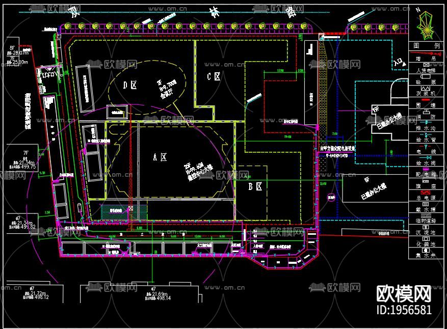办公楼施工临时水电CAD施工图下载（渲染图2）