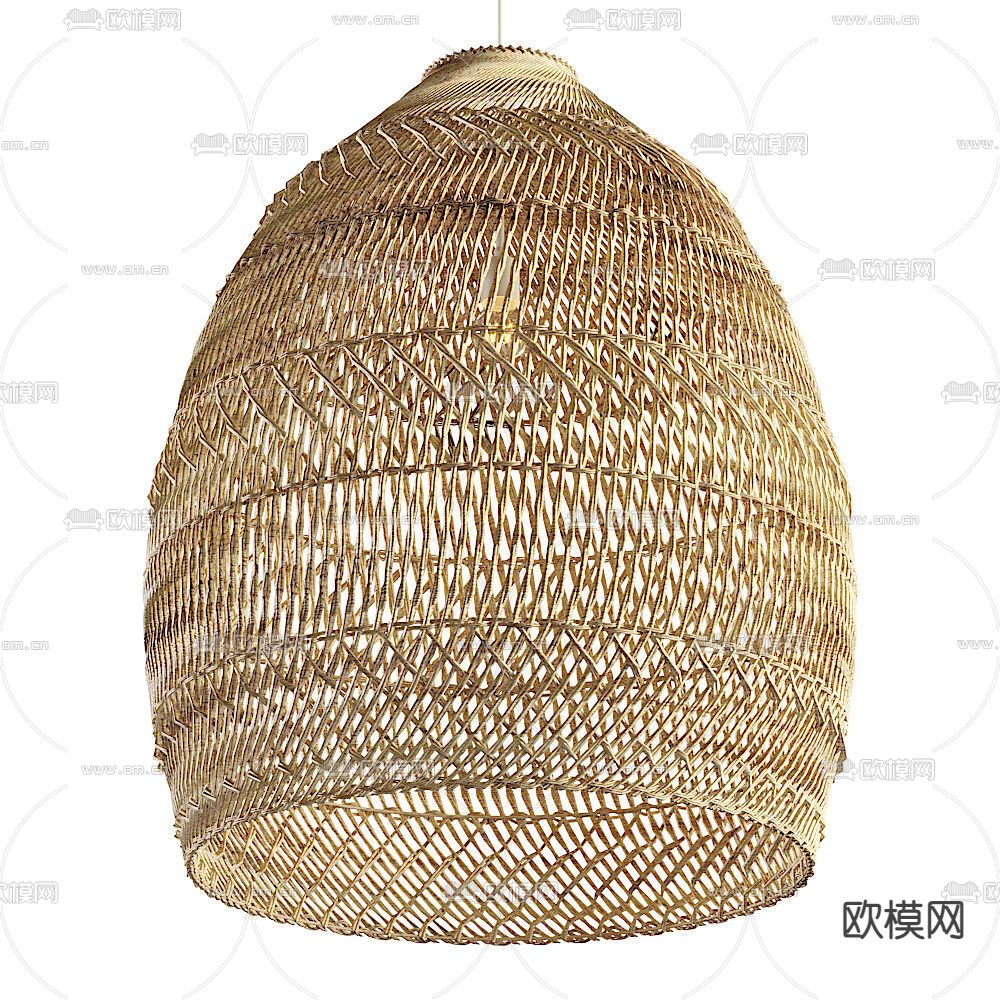 自然风藤编吊灯3d模型下载（渲染图3）