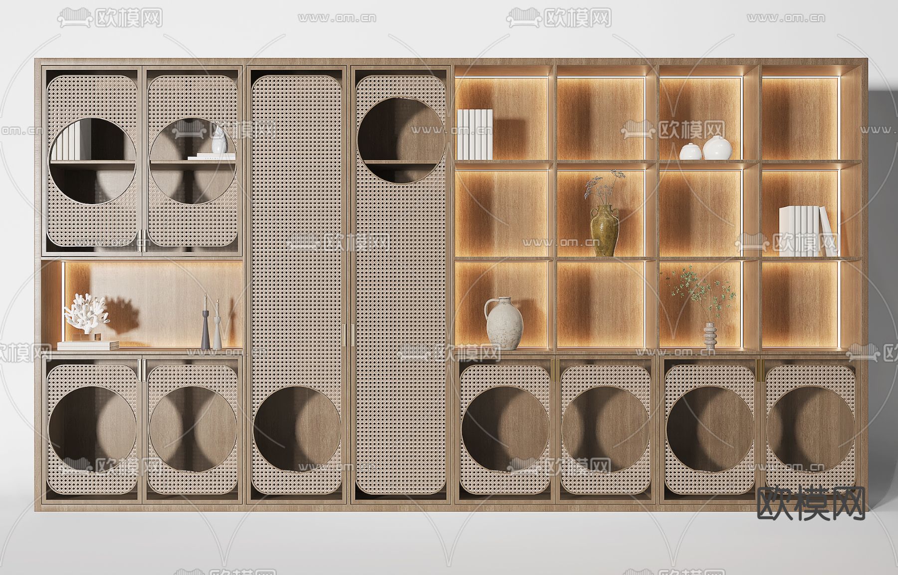 侘寂藤编装饰柜3d模型下载
