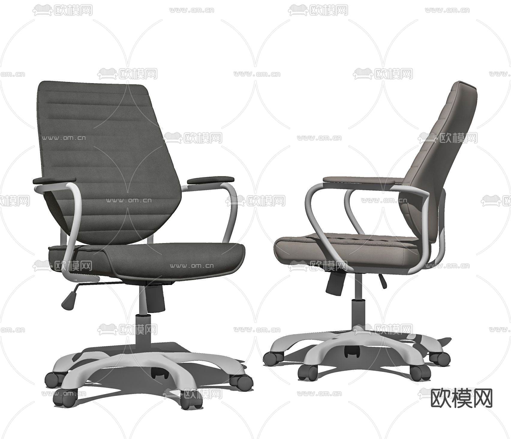 现代皮革办公椅su模型下载（渲染图2）