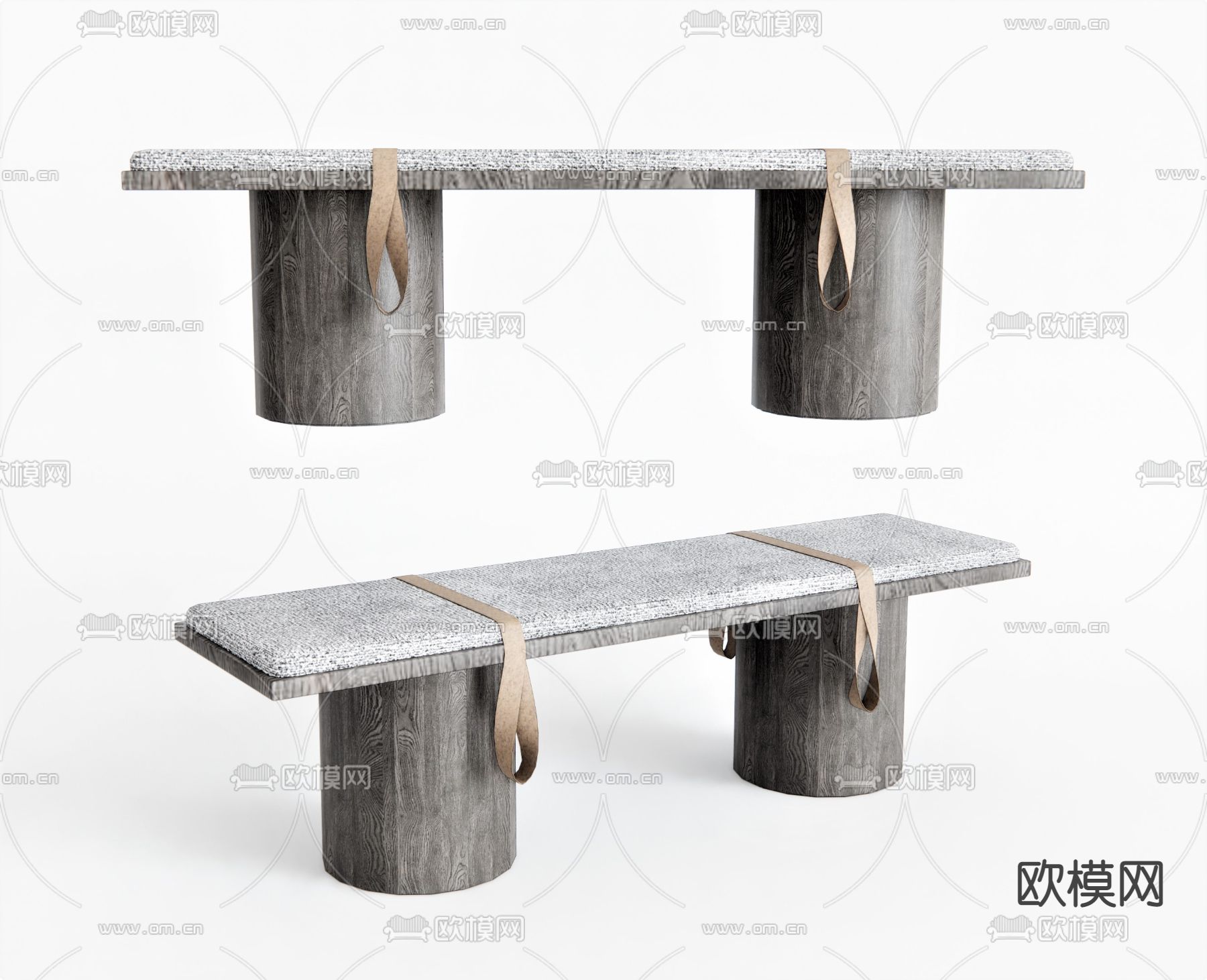 北欧鞋凳长凳su模型下载（渲染图1）