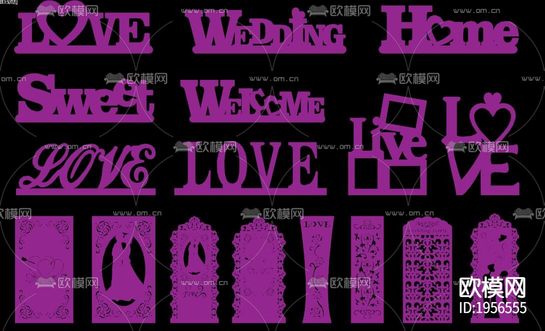 婚礼背板CAD图库下载（渲染图2）