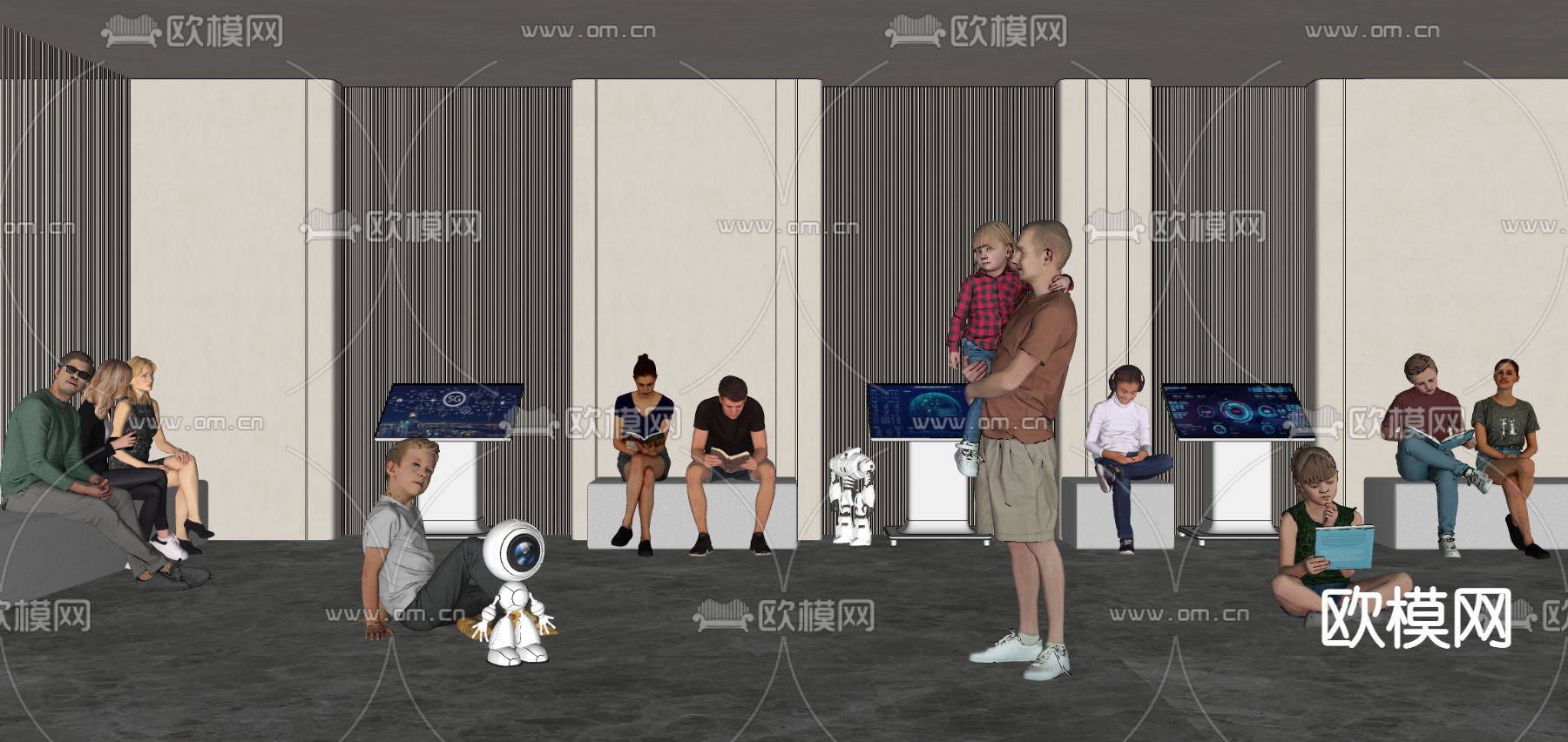 现代时尚人物su模型下载（渲染图2）