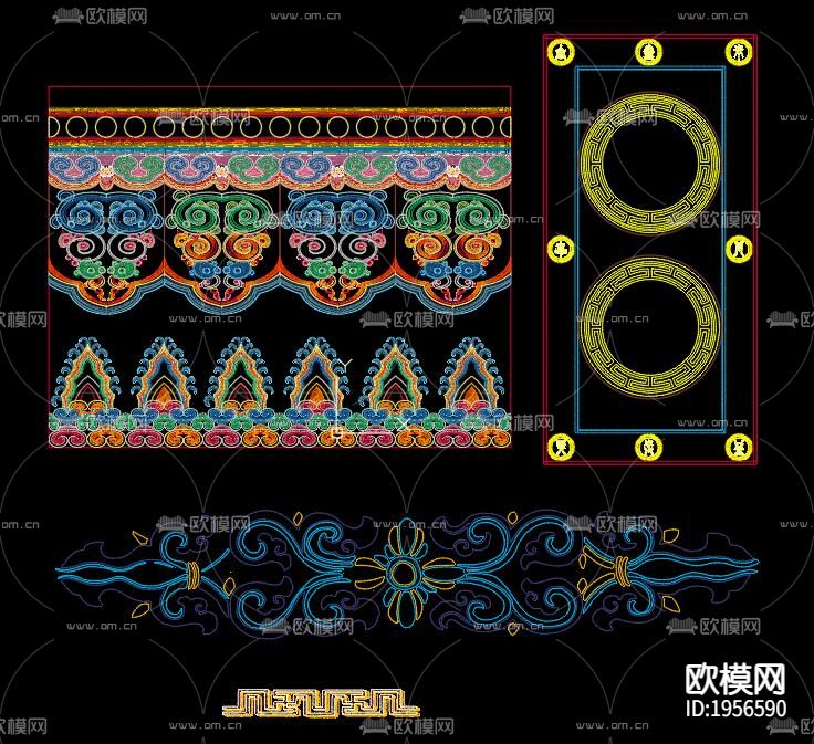 藏式花纹cad图块下载（渲染图4）