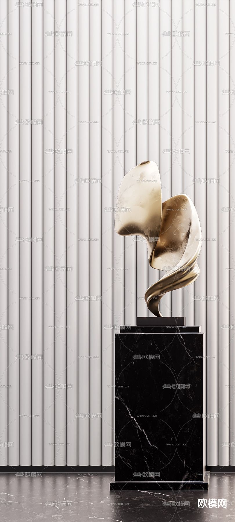 现代抽象金属雕塑3d模型下载（渲染图2）