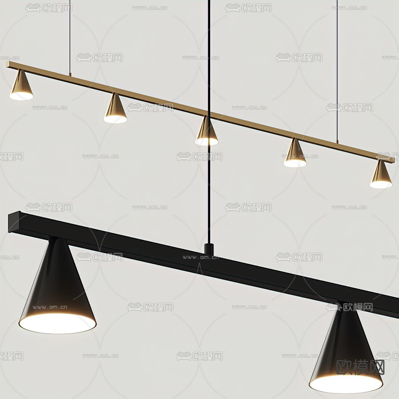 现代条形办公吊灯3d模型下载