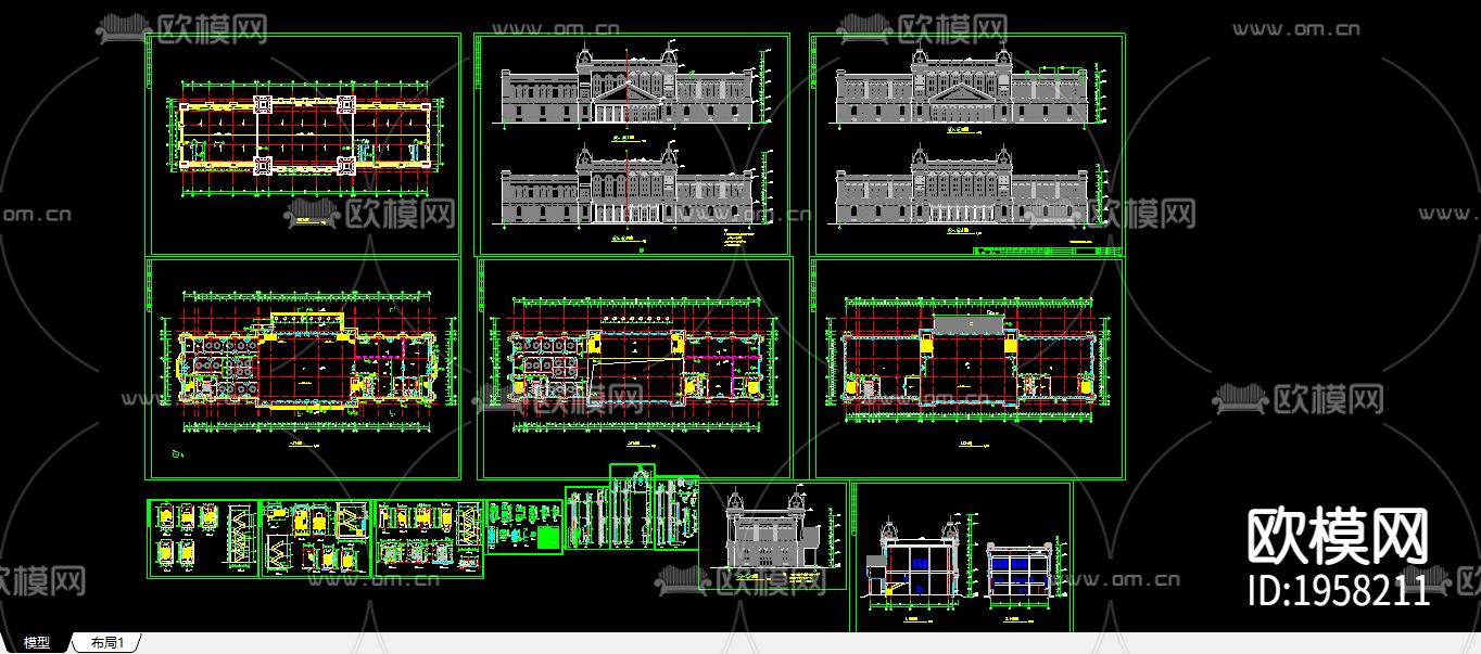 欧式酒店建筑施工图下载（渲染图1）