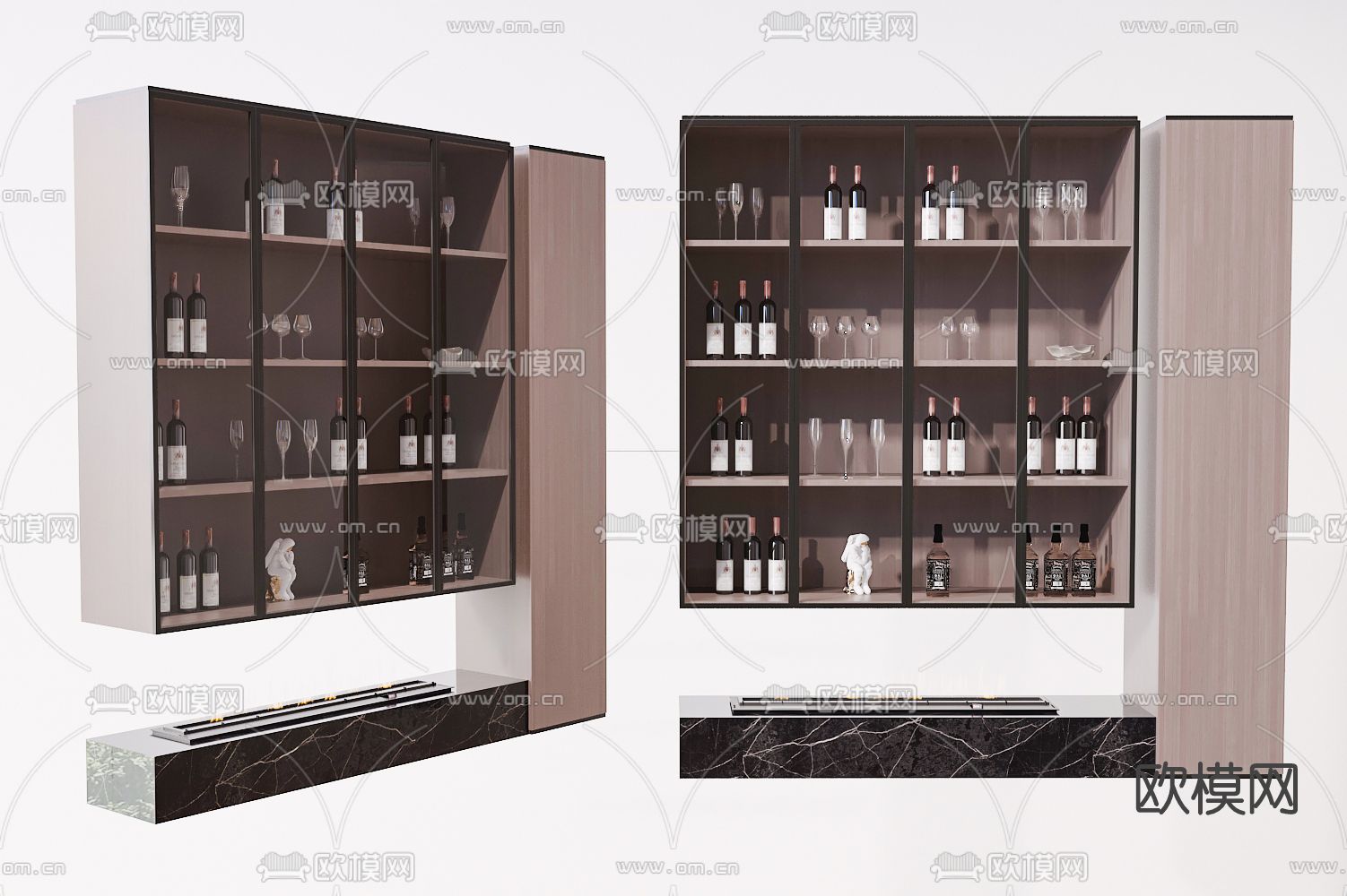 现代酒柜免费3d模型下载
