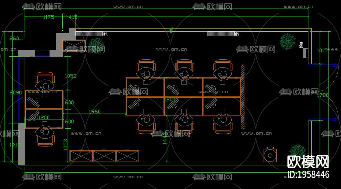 办公室平面布置下载（渲染图1）