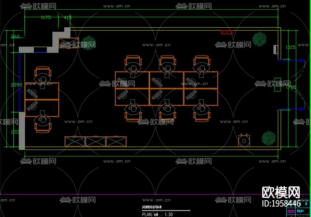 办公室平面布置下载（渲染图7）
