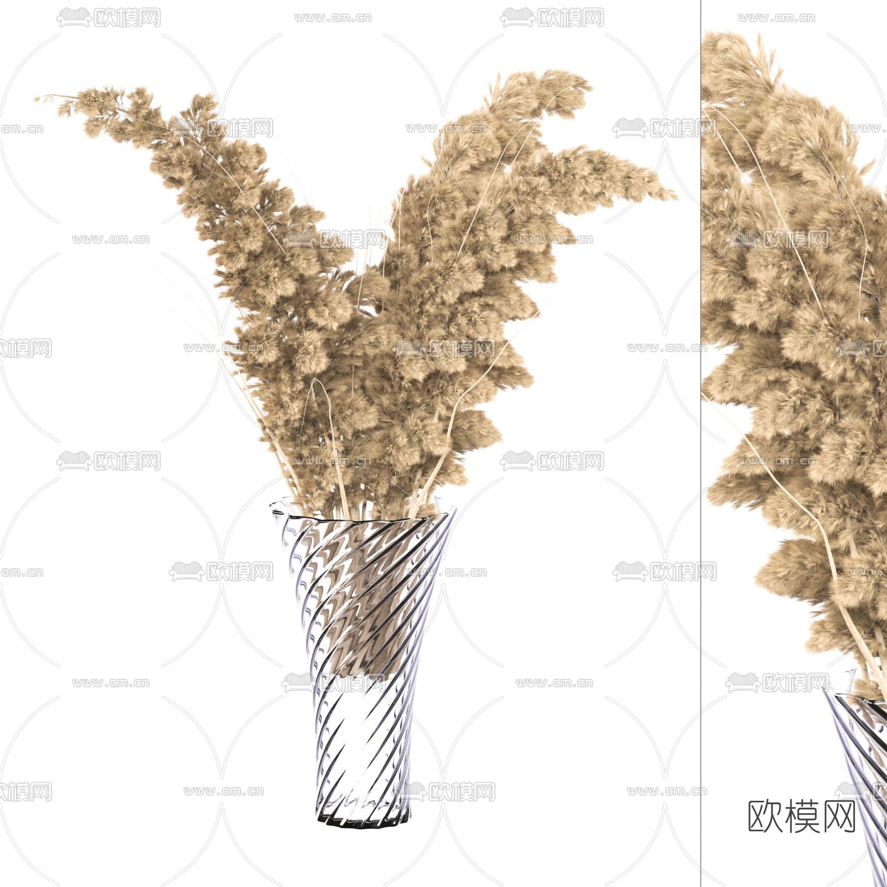 现代干枝花瓶免费3d模型下载