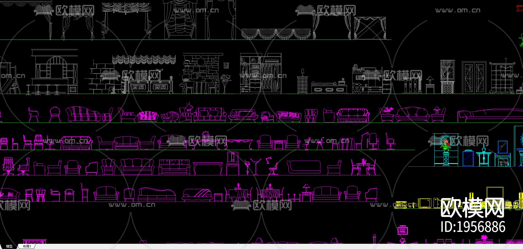家具cad立面图块下载（渲染图3）
