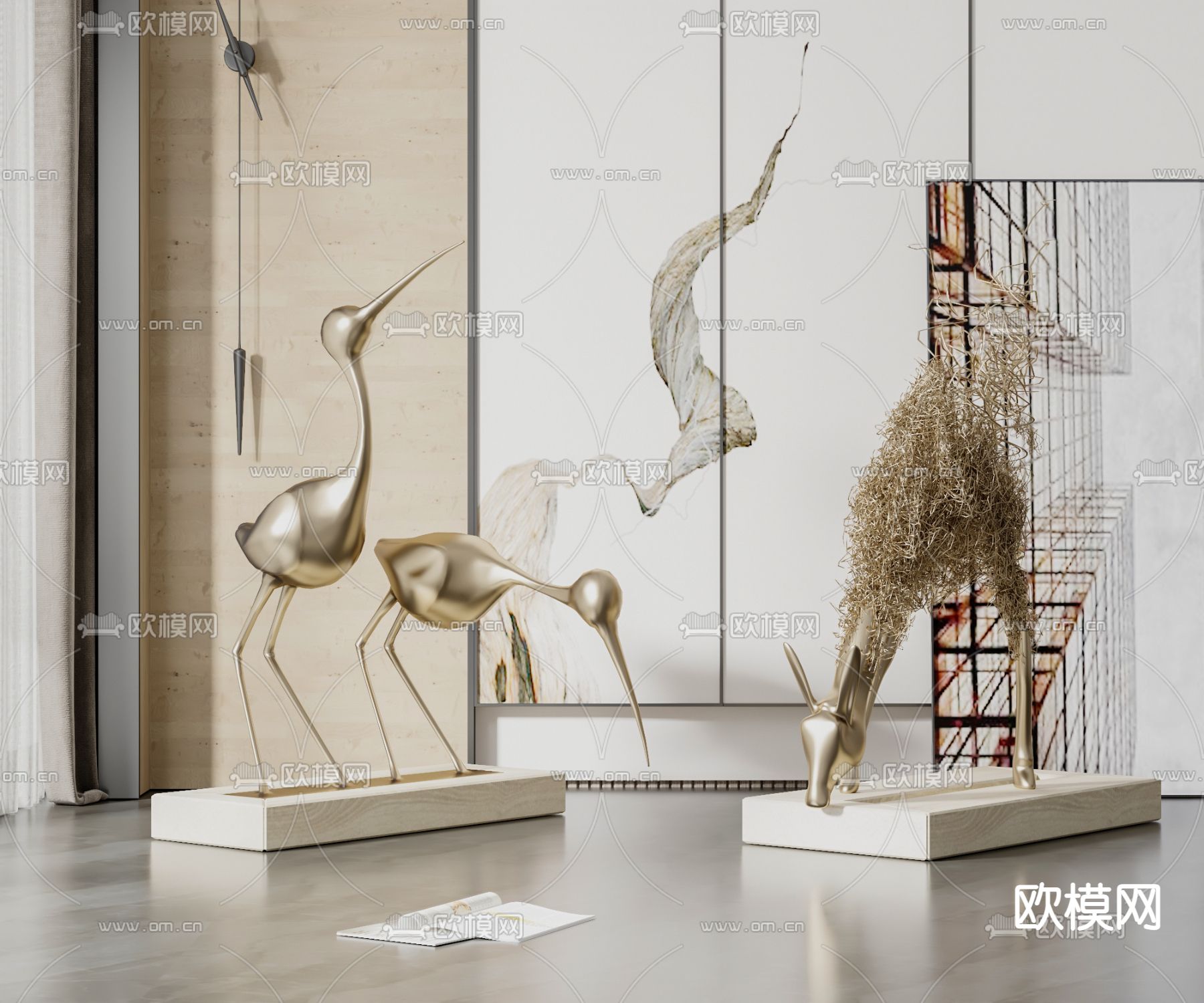 现代动物雕塑摆件3d模型