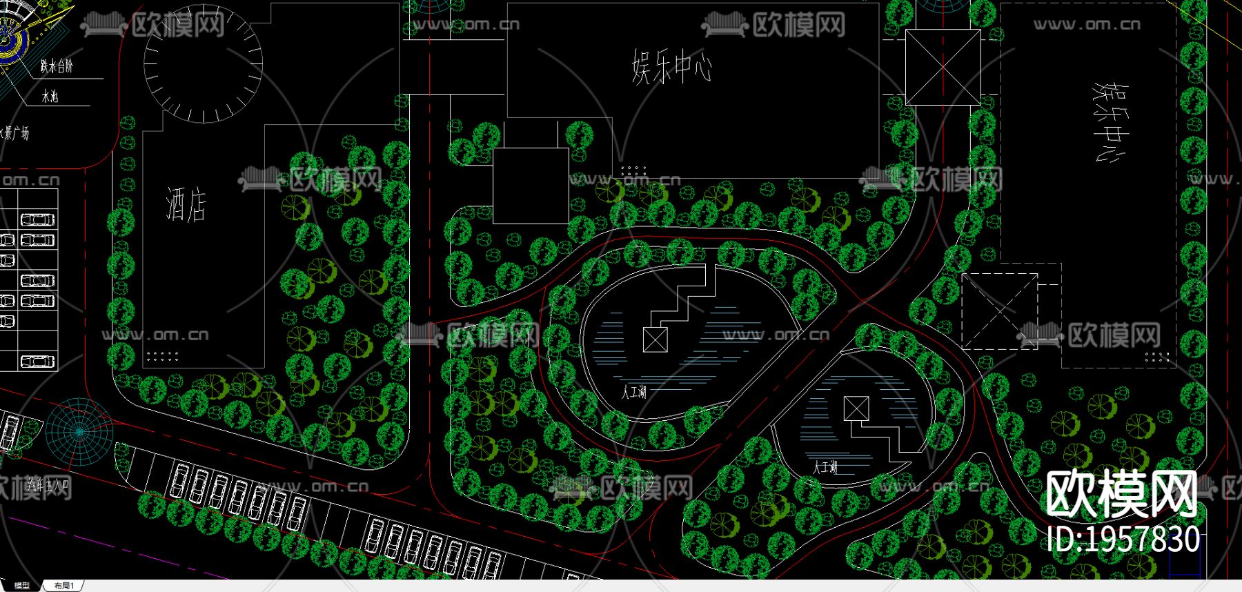 河源酒店建筑总图下载（渲染图1）