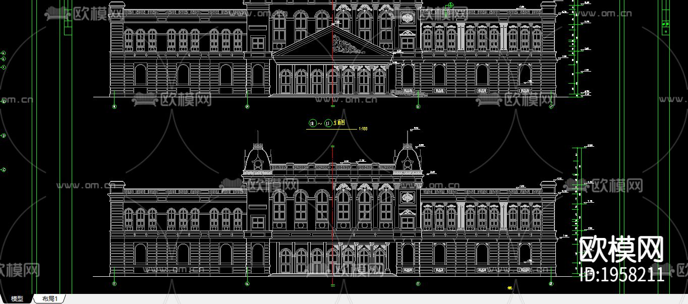 欧式酒店建筑施工图下载（渲染图3）