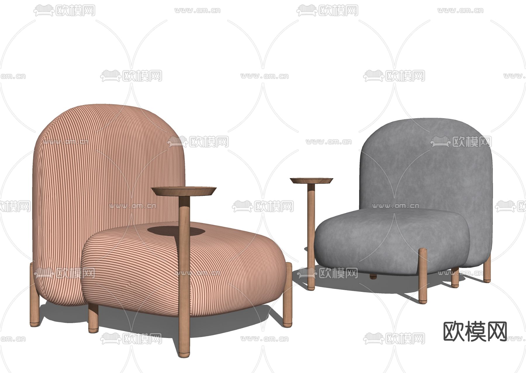 现代布艺休闲椅su模型