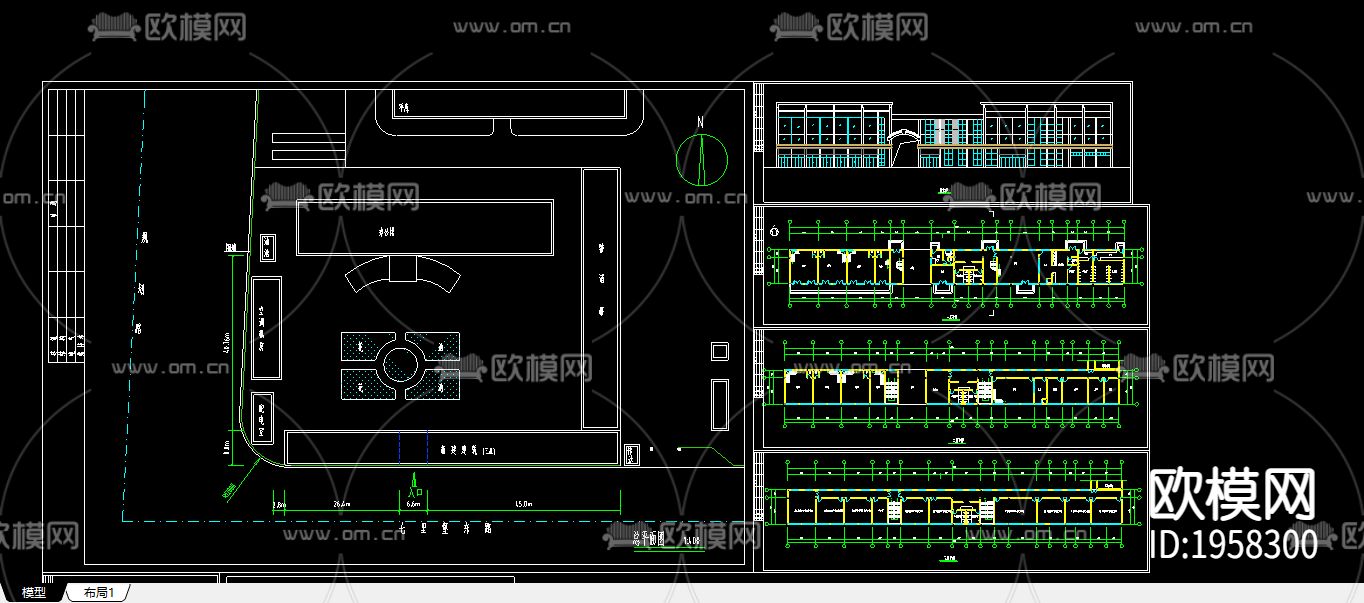 沿街综合楼建筑CAD施工图下载（渲染图1）