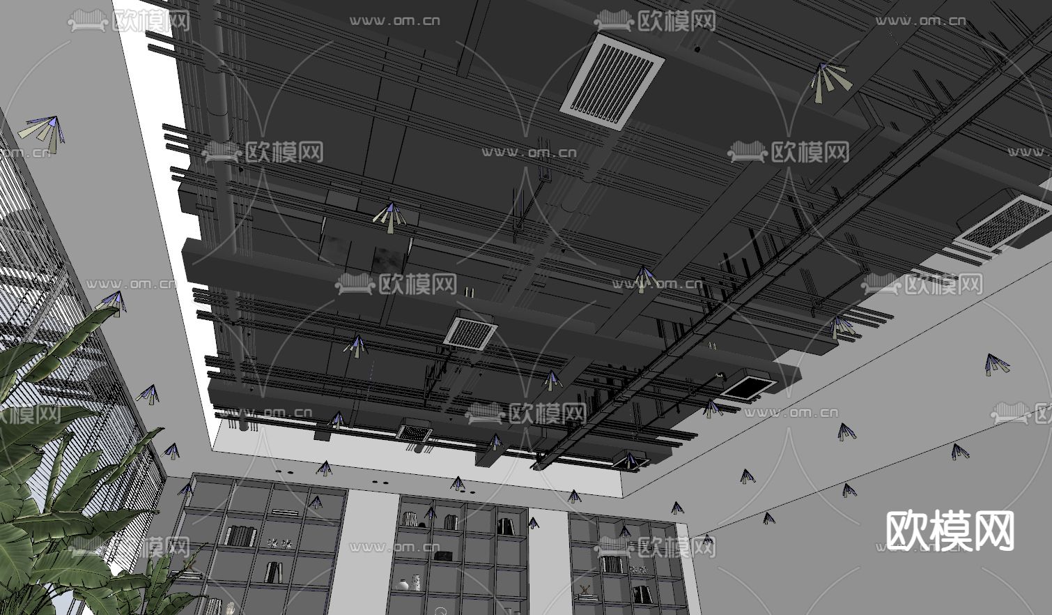 工业风天花吊顶su模型