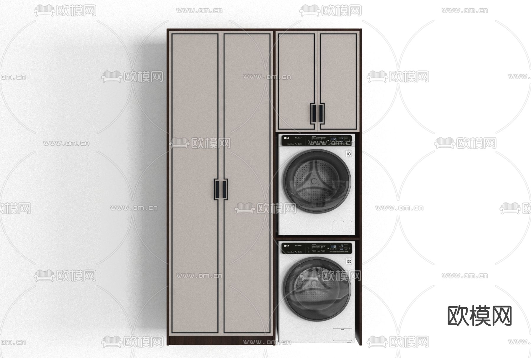 新中式一体柜洗衣机免费3d模型下载