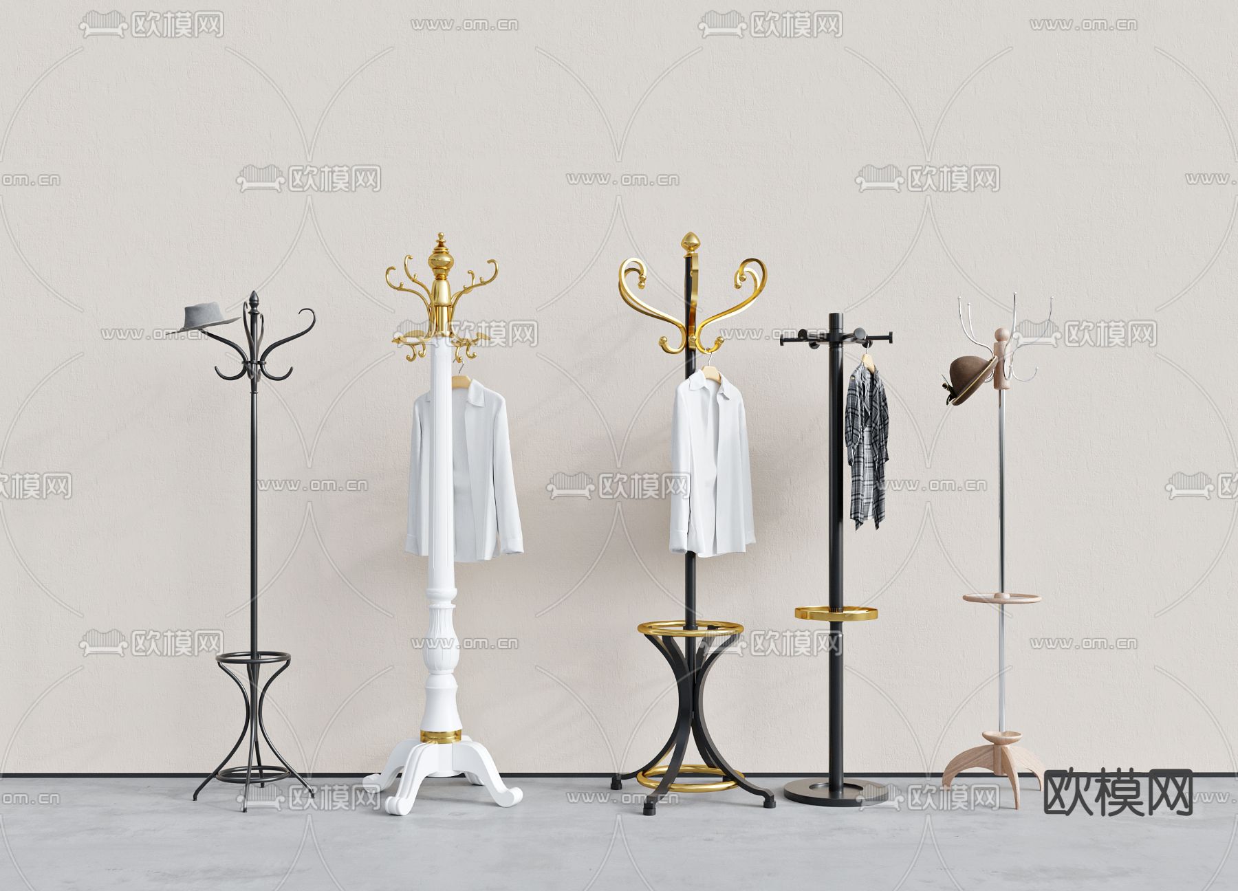 欧式金属衣帽架3d模型下载