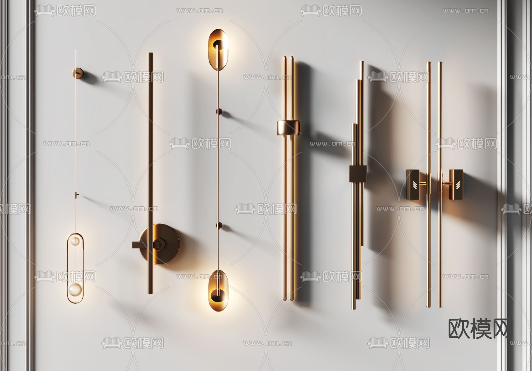 现代金属壁灯3d模型下载