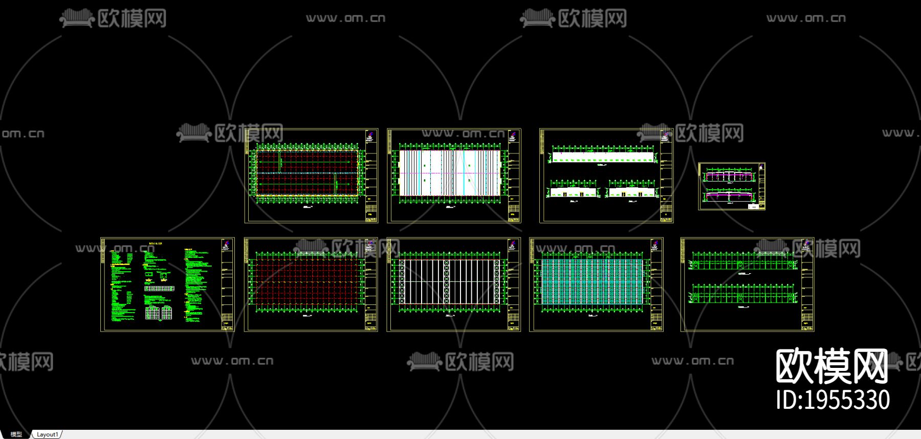 水头某公司钢结构方案图下载（渲染图2）