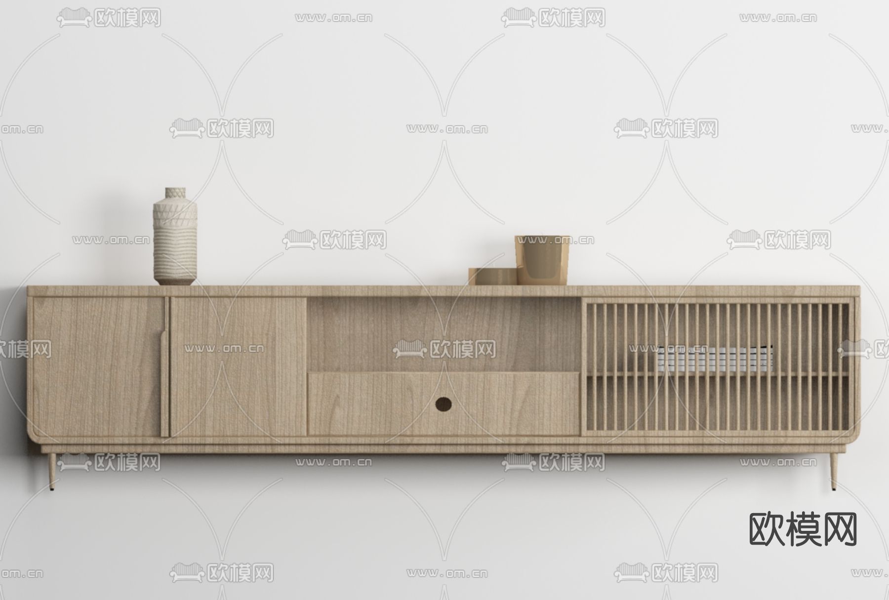 新中式实木电视柜免费3d模型下载