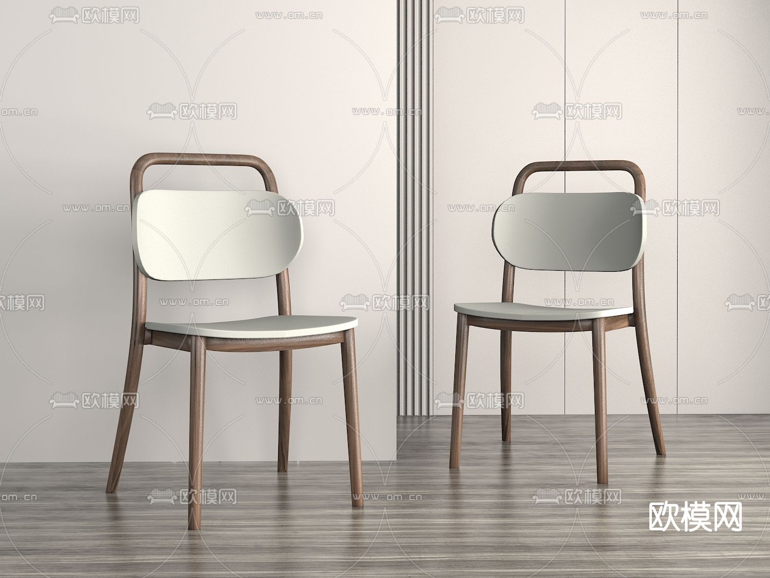 北欧实木单椅免费3d模型下载