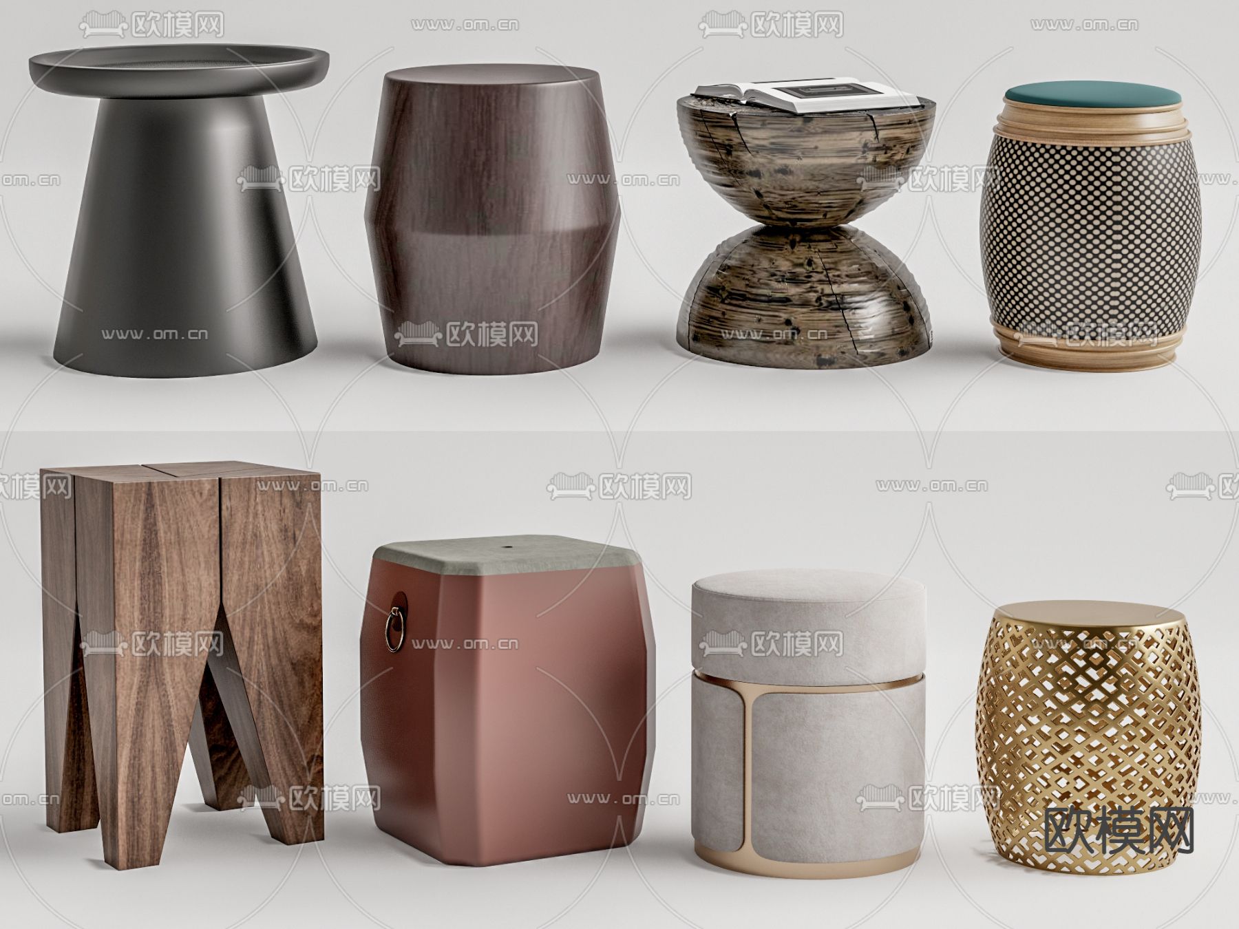 新中式圆凳矮凳su模型下载（渲染图1）