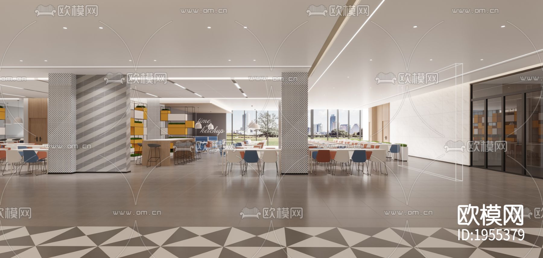 现代企业食堂餐厅后厨下载（渲染图3）