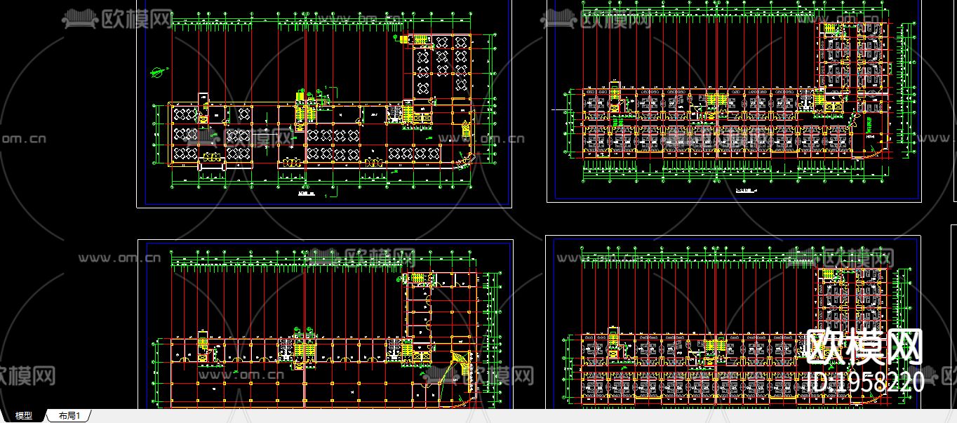 十三层综合楼建筑CAD施工图下载（渲染图3）