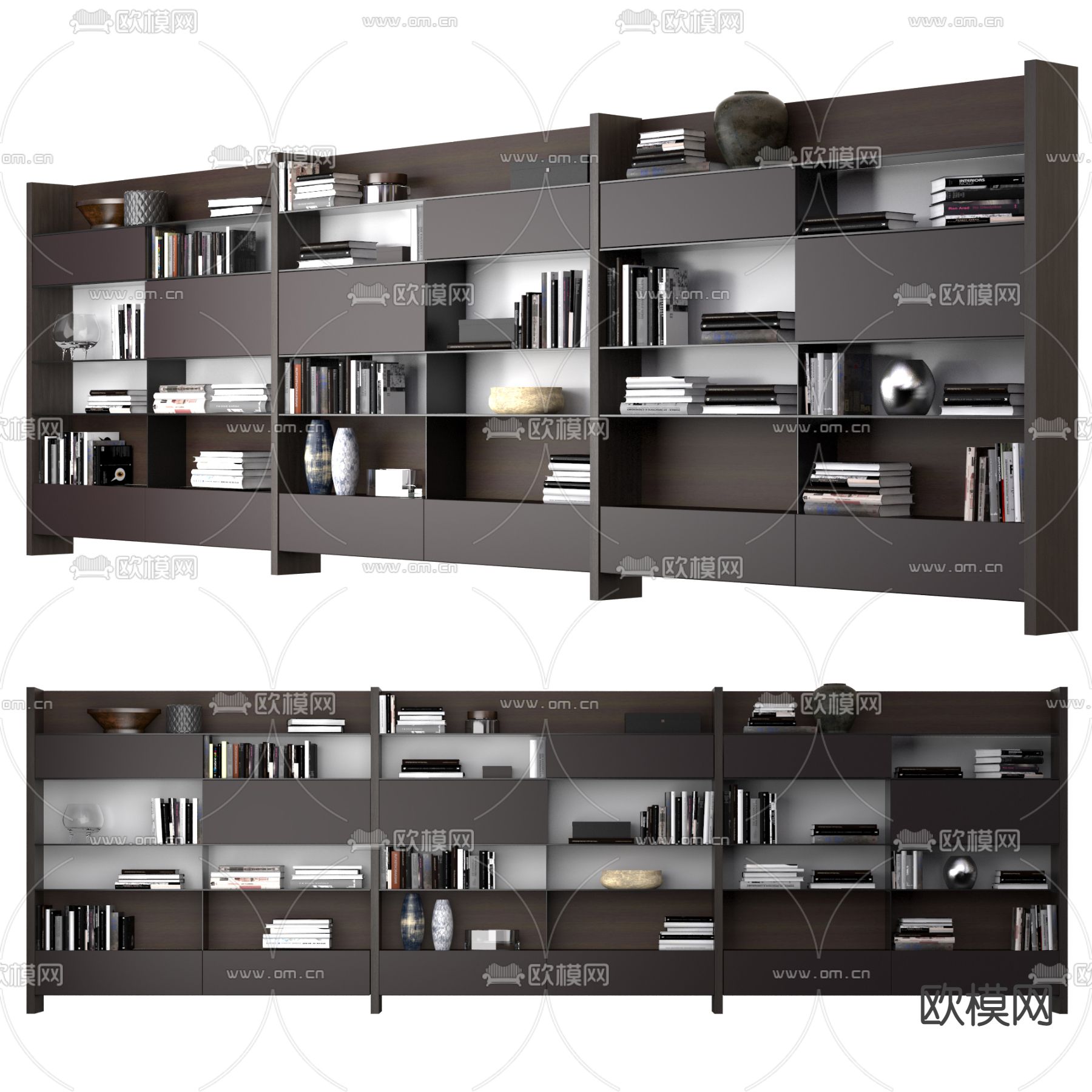 现代书柜su模型下载（渲染图1）