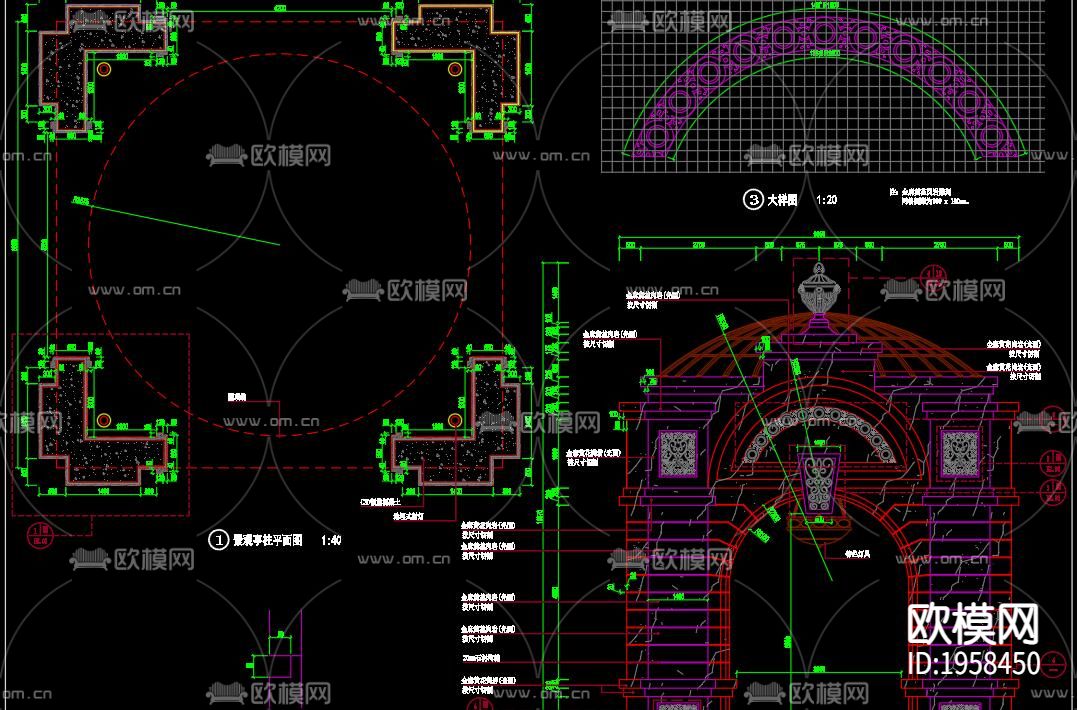 欧式园林景观亭CAD施工图下载（渲染图6）
