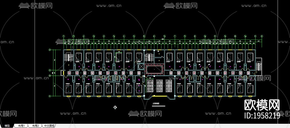 洗浴中心建筑CAD施工圖下載(渲染圖1)