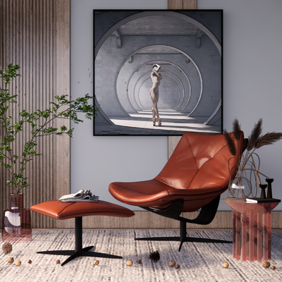  现代皮革躺椅su模型 