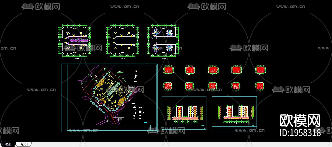 十八层电梯商住楼图纸下载（渲染图2）