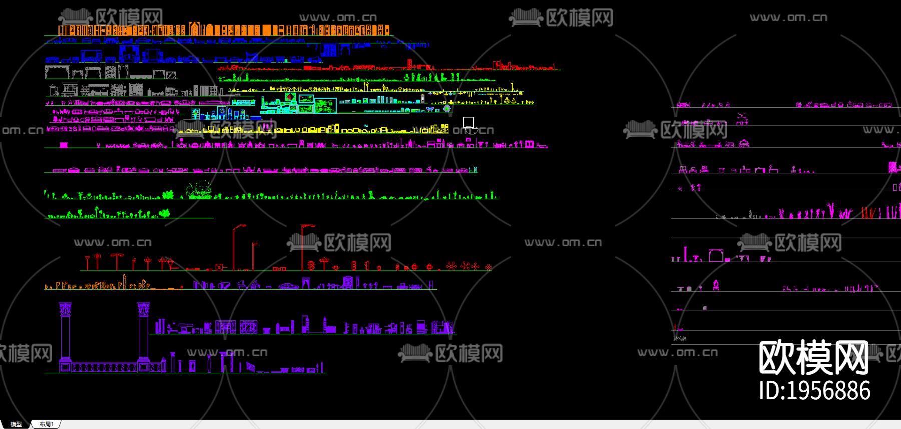 家具cad立面图块下载（渲染图1）