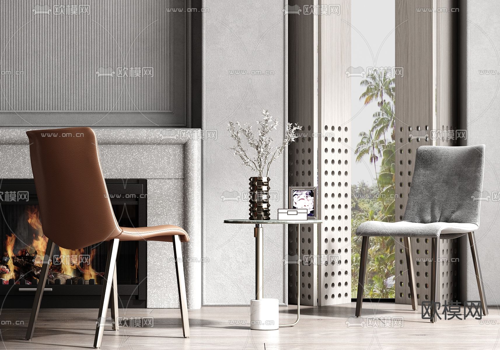 现代轻奢休闲椅su模型下载（渲染图1）