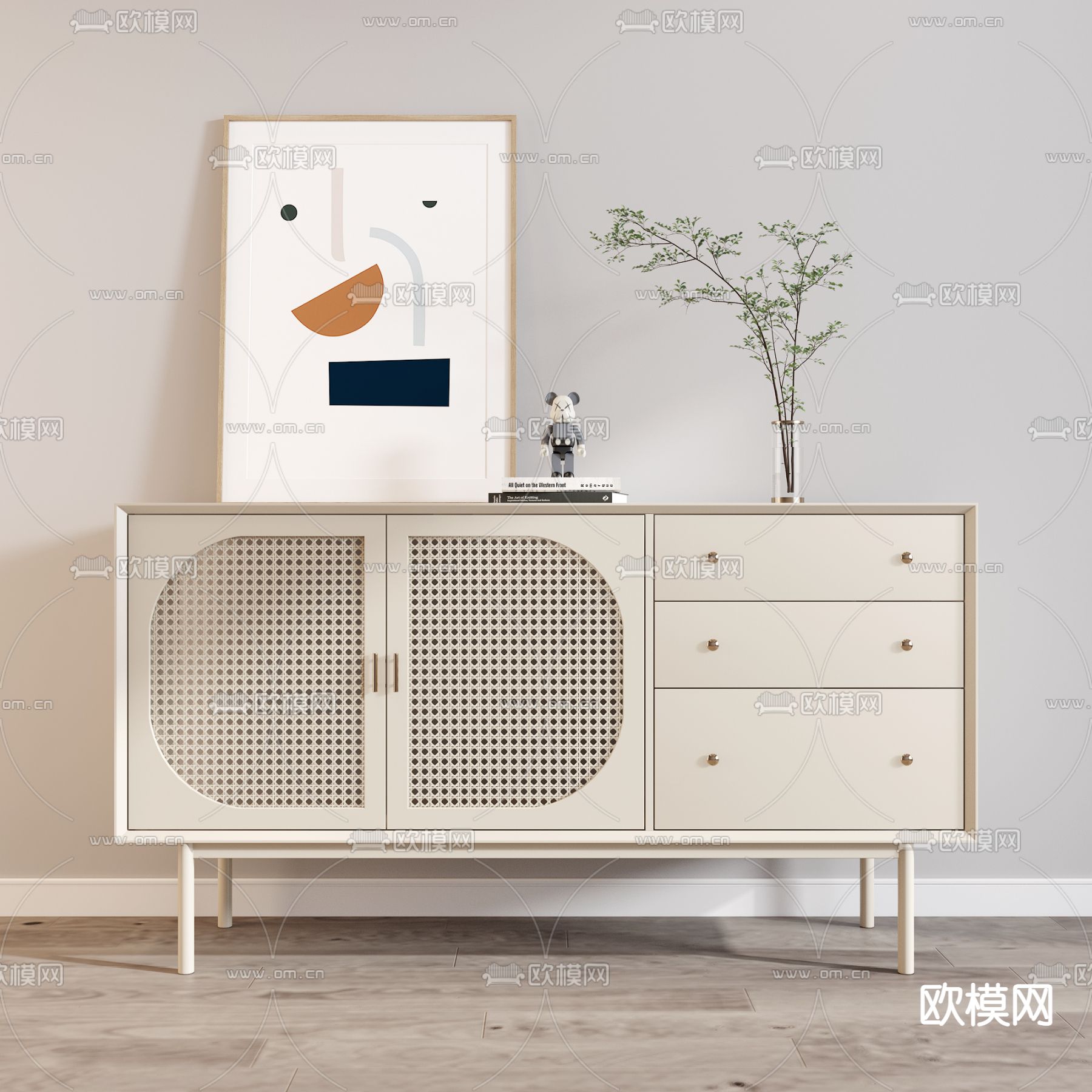 北欧玄关边柜3d模型下载