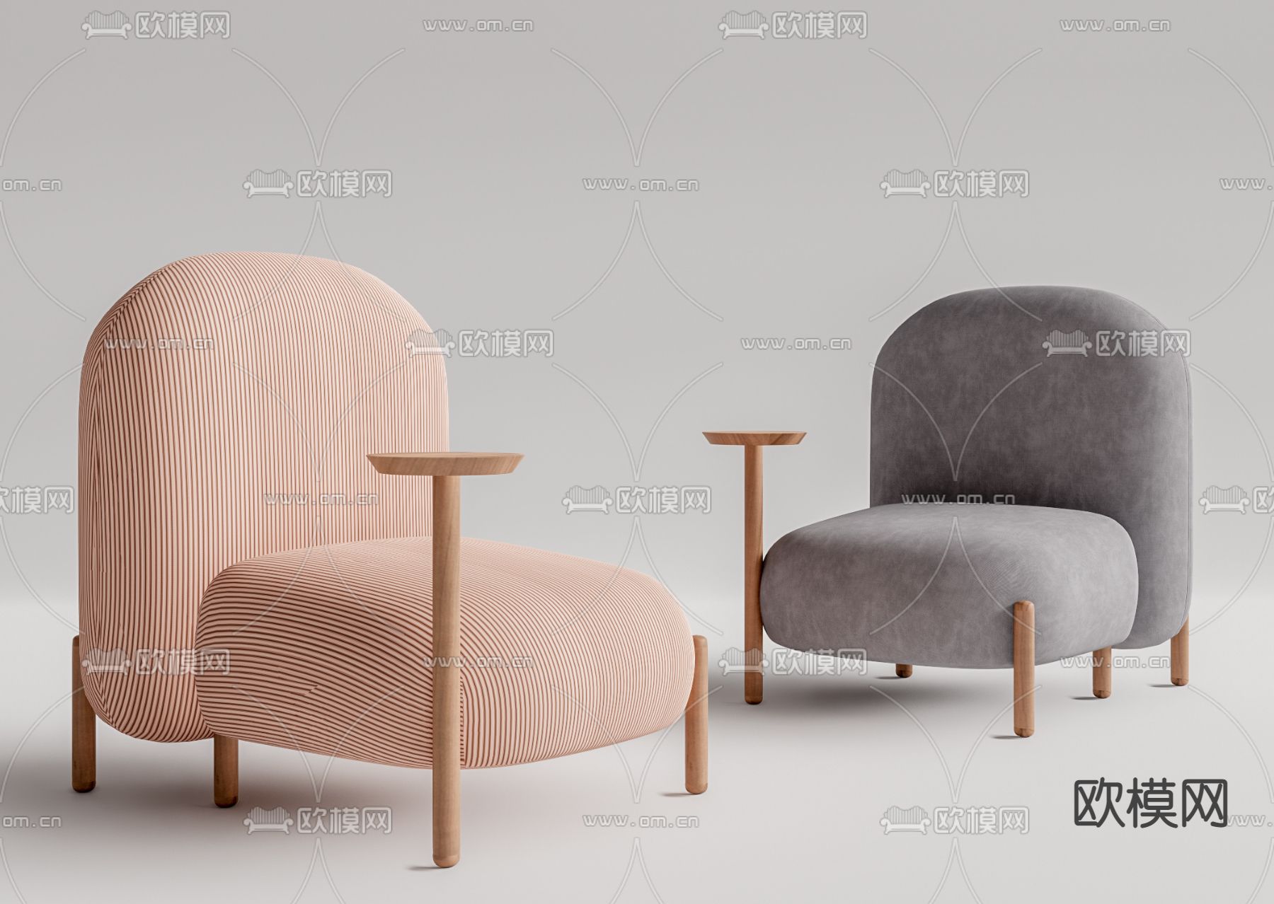 现代布艺休闲椅su模型
