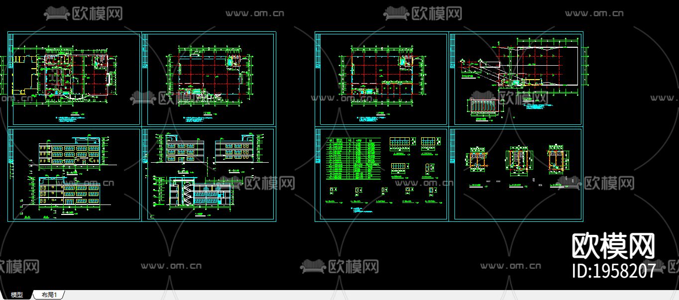 食堂建筑图纸下载（渲染图2）