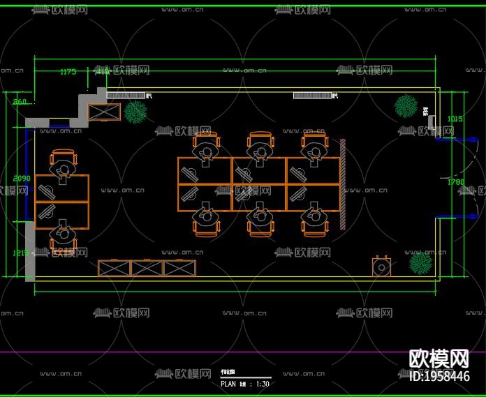 办公室平面布置下载（渲染图3）