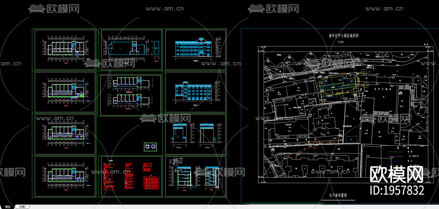 宏声大酒店建筑结构图下载（渲染图2）