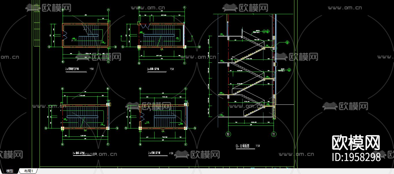 某综合用房建筑施工图下载（渲染图3）