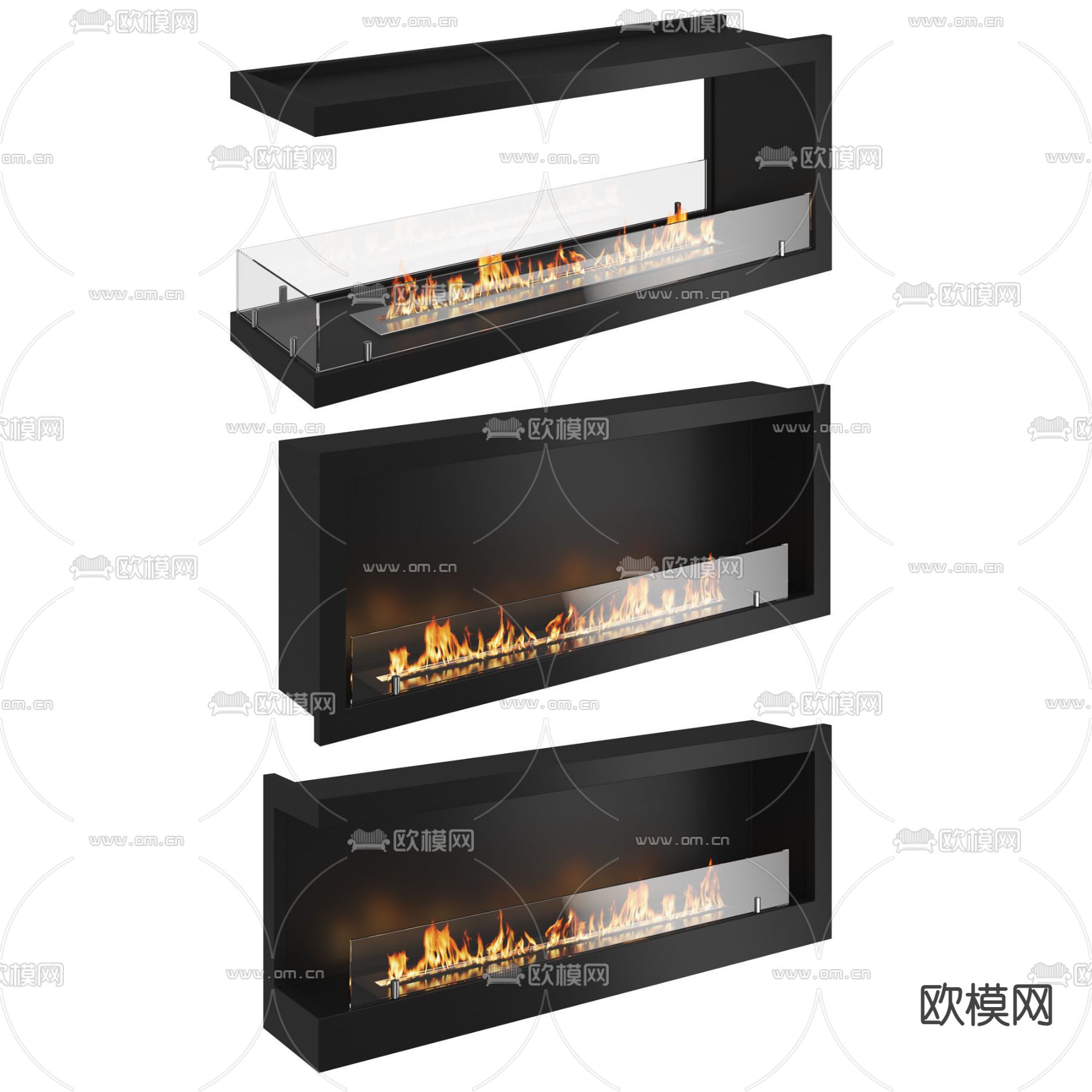 现代壁炉3d模型下载（渲染图1）